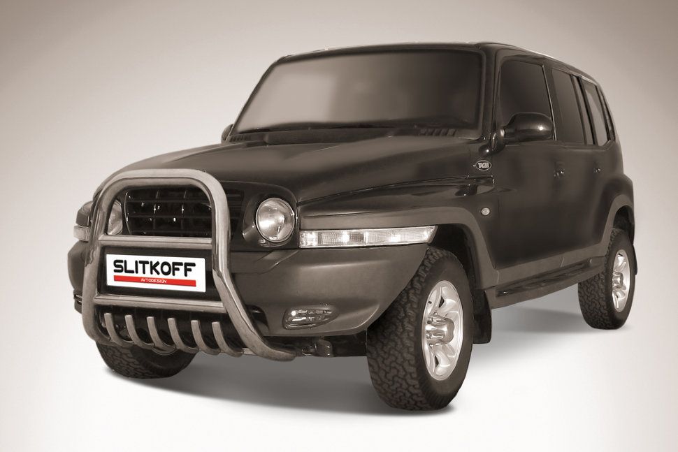 Кенгурятник Slitkoff d76 высокий с защитой картера для ТагАЗ Tager 5-дв. 2008-2026. Артикул TAT5d001