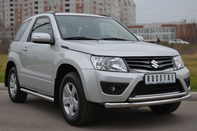 Защита RusStal переднего бампера d63х42 (дуга) для Suzuki Grand Vitara 3-дв. 2012-2015. Артикул SV3Z-001103
