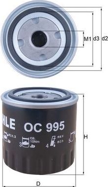 Масляный фильтр Mahle-Knecht для Infiniti QX50 I 2013-2017. Артикул OC 995