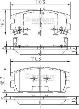 Тормозные колодки Nipparts задние для Hyundai Terracan I 2001-2006. Артикул J3610511