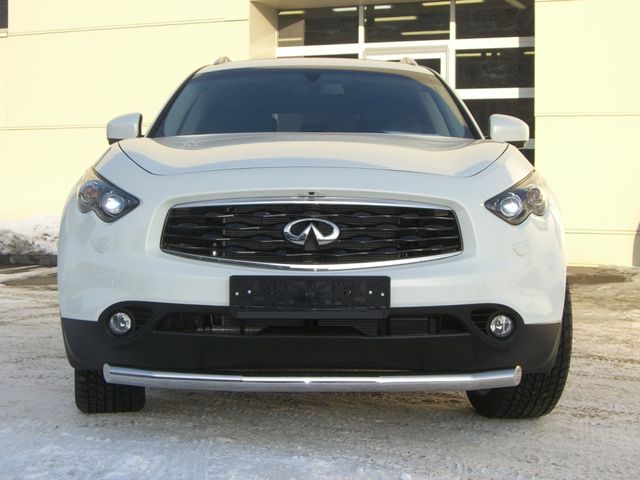 Защита RusStal переднего бампера d63 (секции) для Infiniti FX 35/50 2008-2026. Артикул IFZ-000284