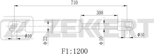 Амортизатор (упор) багажника Zekkert задний для Volkswagen Transporter T6 2015-2024. Артикул GF-2526