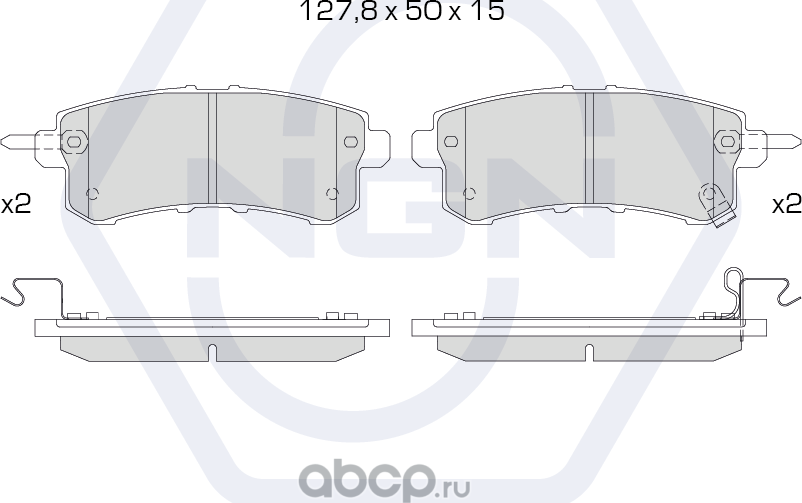 Колодки тормозные керамические, задние (NGN). Артикул 3502219