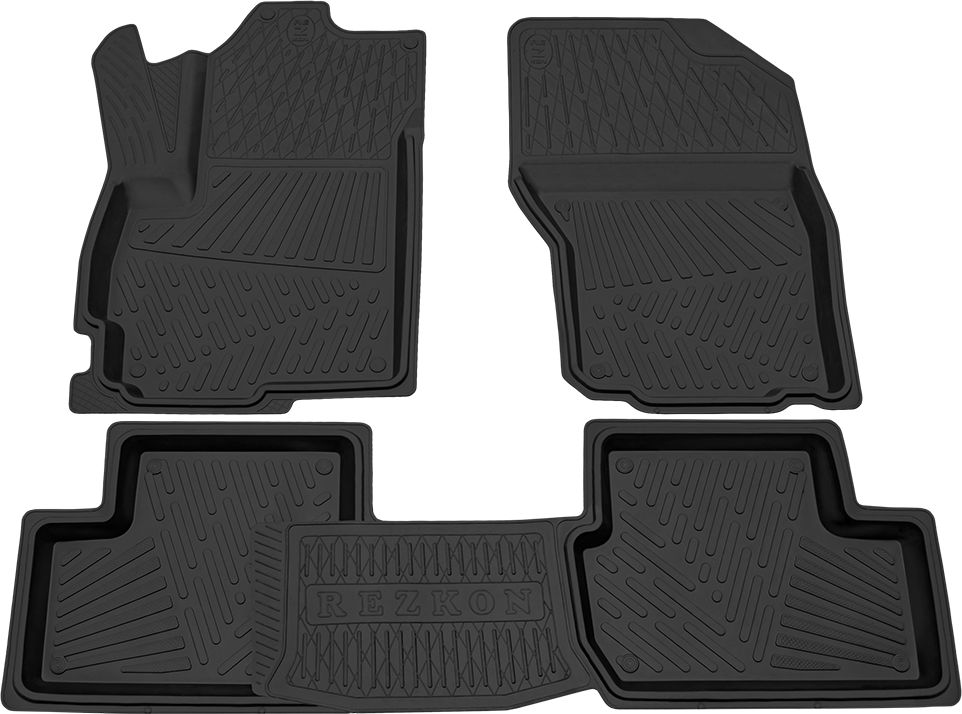 Коврики Rezkon резиновые для салона Mitsubishi Lancer 10 2007-2015. Артикул 1024010200
