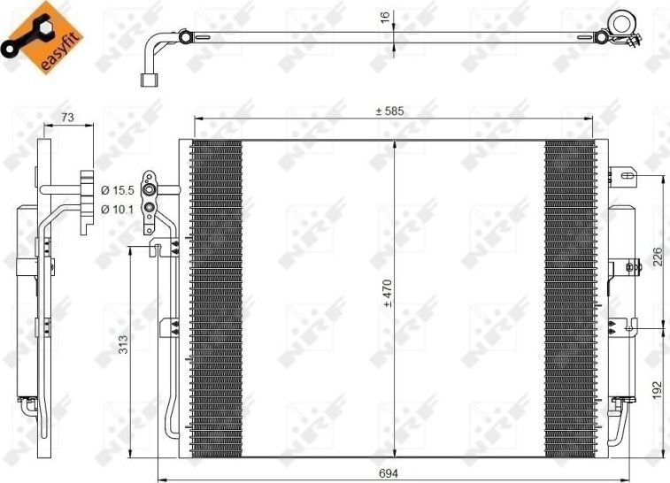 Радиатор кондиционера (конденсатор) NRF (алюминий). Артикул 350217
