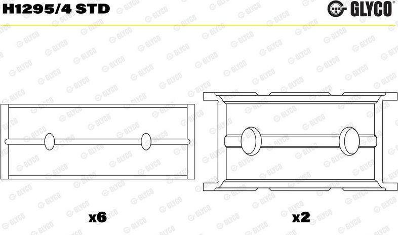 Вкладыши коренные Glyco (алюминий). Артикул H1295/4 STD