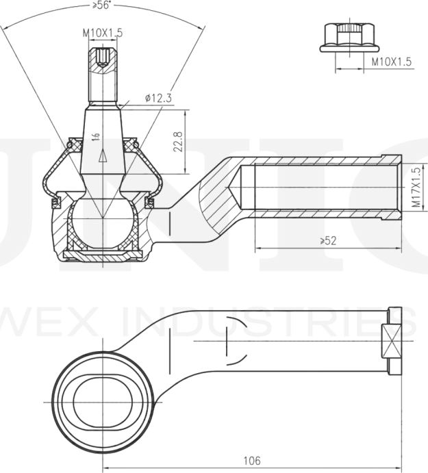 Наконечник рулевой тяги (Unio). Артикул SSP-10022
