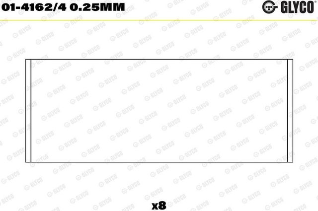 Вкладыши шатунные Glyco для Ford B-MAX 2012-2018. Артикул 01-4162/4 0.25mm