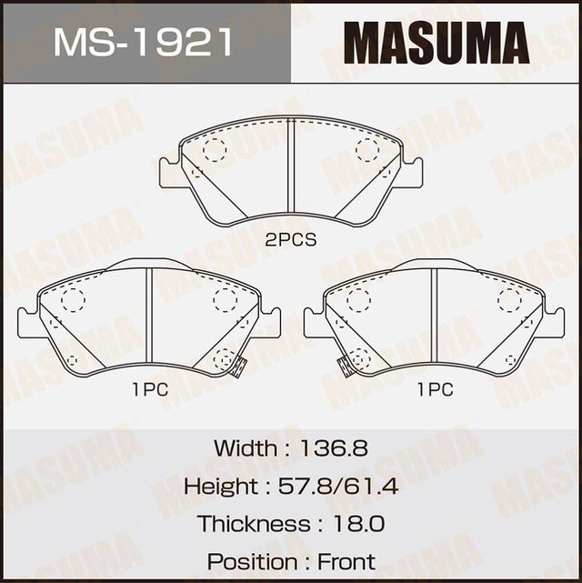 Тормозные колодки Masuma. Артикул MS-1921