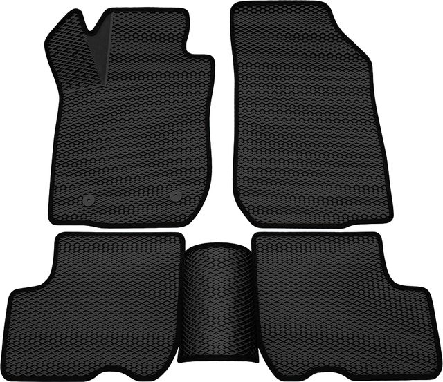 Коврики Rezkon 3D EVA Ромб резиновые для салона Lada Largus 5 мест 2012-2026 Черный кант. Артикул 9239020101