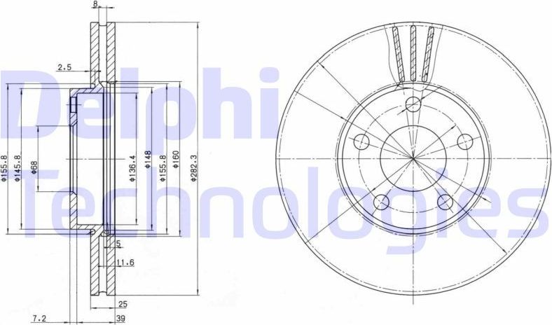 Тормозной диск Delphi. Артикул BG3199