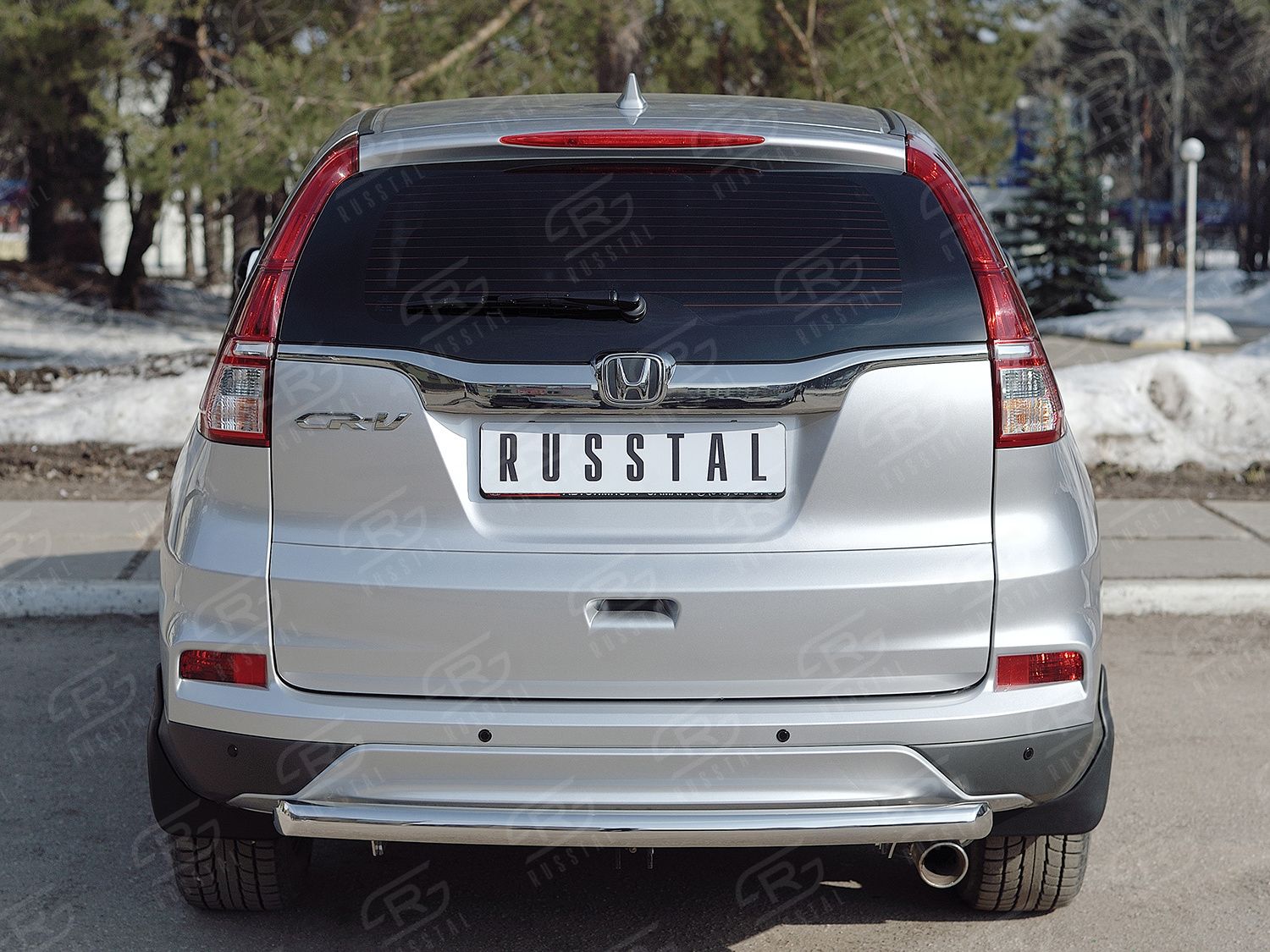 Защита РусCталь заднего бампера d63 дуга для Honda CR-V IV рестайлинг 2015-2018. Артикул HCRZ-002226