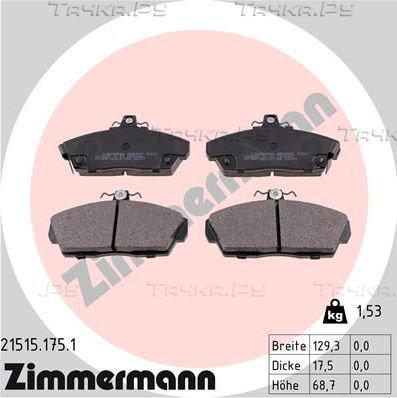 Тормозные колодки Zimmermann передние для Rover 400 II (HH-R) 1995-2000. Артикул 21515.175.1
