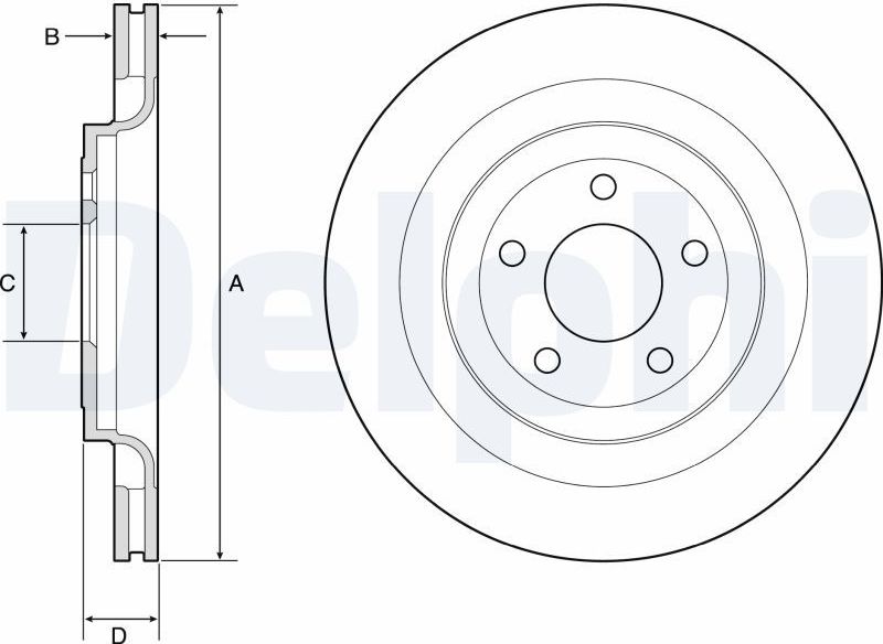 Тормозной диск Delphi задний для Ford Mustang VI 2015-2026. Артикул BG4832C