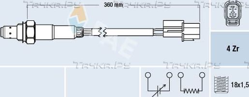 Лямбда-зонд (кислородный датчик) FAE для Honda Civic V 1993-1995. Артикул 77375