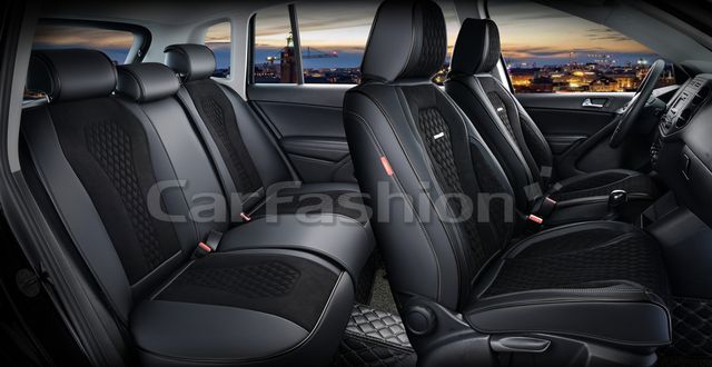 Чехлы универсальные каркасные CarFashion 5D Senator Plus на сидения авто, цвет Черный/Черный/Серый. Артикул 27305