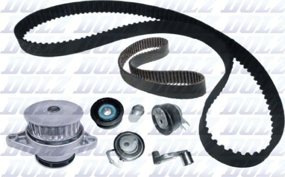 Помпа (водяной насос) с комплектом ремня ГРМ Dolz для SEAT Ibiza II 1997-2002. Артикул KD101