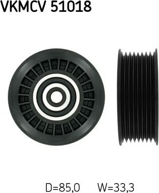 Направляющий (ведущий) ролик приводного поликлинового ремня SKF. Артикул VKMCV 51018