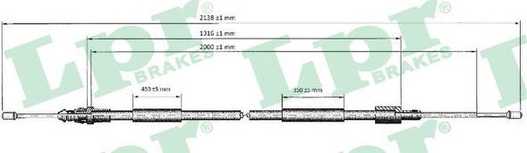 Трос ручника (тросик ручного тормоза) LPR. Артикул C0621B