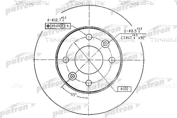 Тормозной диск Patron передний для Nissan Kubistar X76 2003-2026. Артикул PBD1016