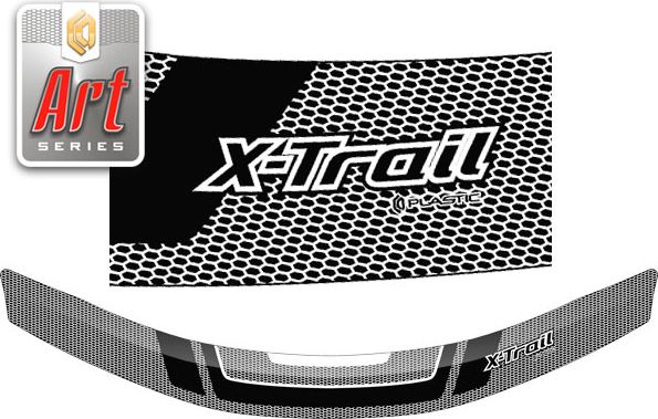 Дефлектор СА Пластик для капота (Серия "Art" белая) Nissan X-Trail III 2014-2019. Артикул 2010011410932