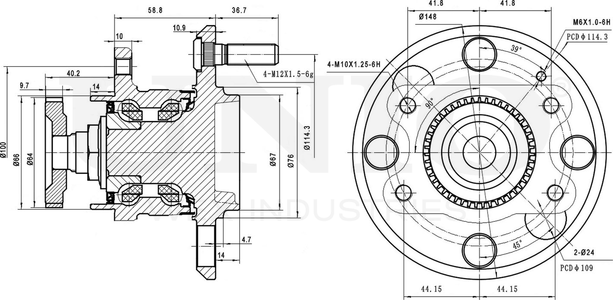Ступица колеса с интегрированным подшипником (Unio). Артикул HUB-20013