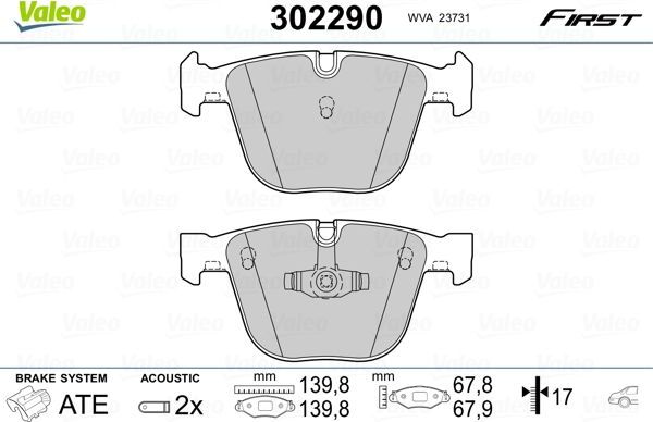 Тормозные колодки Valeo First. Артикул 302290