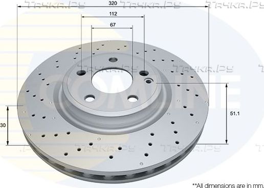 Тормозной диск Comline COATED для Mercedes-Benz B-Класс II (W246) 2011-2018. Артикул ADC2810V