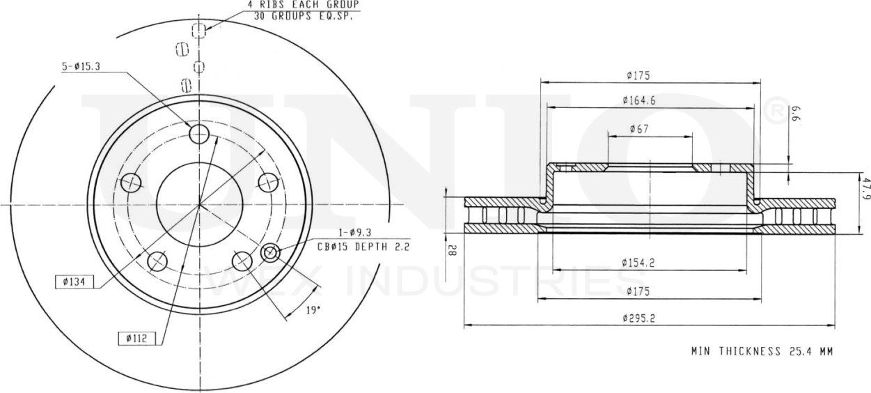Диск тормозной (Unio). Артикул BRD-20280
