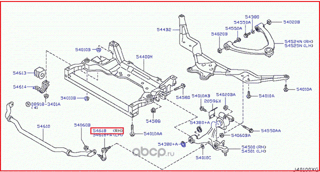 Стойка (тяга) стабилизатора Nissan. Артикул 54618JK53A