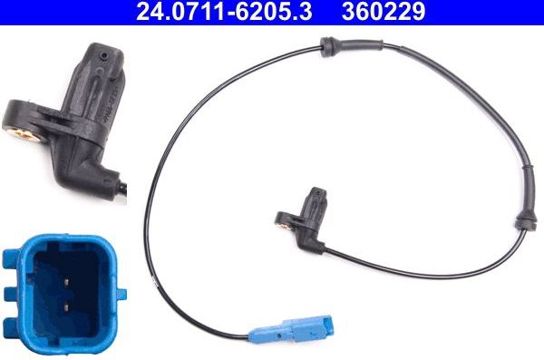 Датчик ABS ATE передний для Peugeot 206 1998-2013. Артикул 24.0711-6205.3
