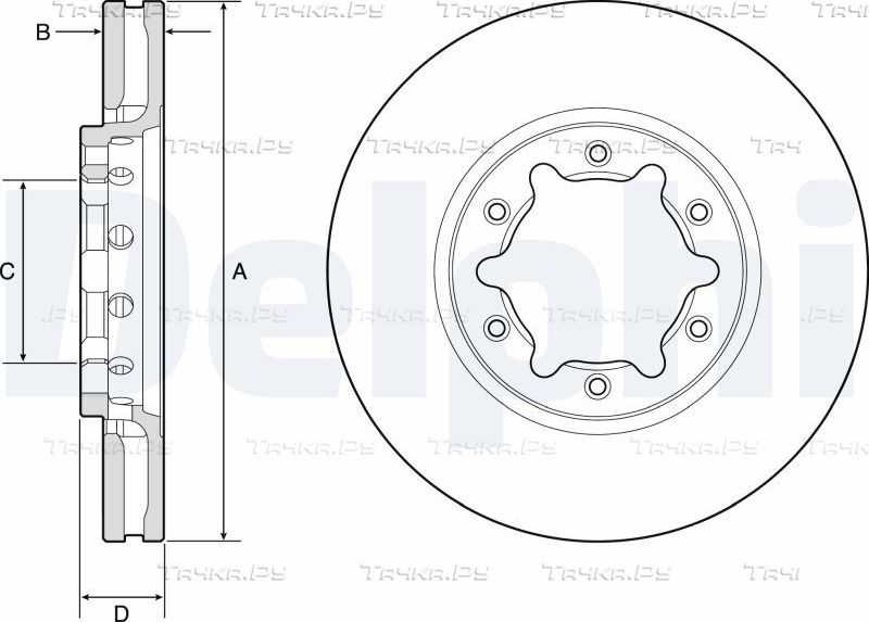 Тормозной диск Delphi передний для Nissan Patrol Y61 2000-2026. Артикул BG9179
