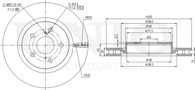 Диск тормозной (Unio). Артикул BRD-20185