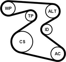 Комплект поликлинового ремня  с водяным насосом) SKODA: RAPID ContiTech. Артикул 6PK1873WP1