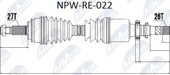 Полуось (привод в сборе, приводной вал) NTY. Артикул NPW-RE-022