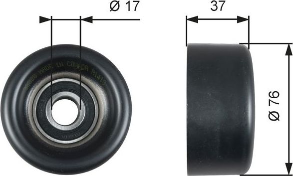 Направляющий (ведущий) ролик приводного поликлинового ремня Gates (Металл). Артикул T38028
