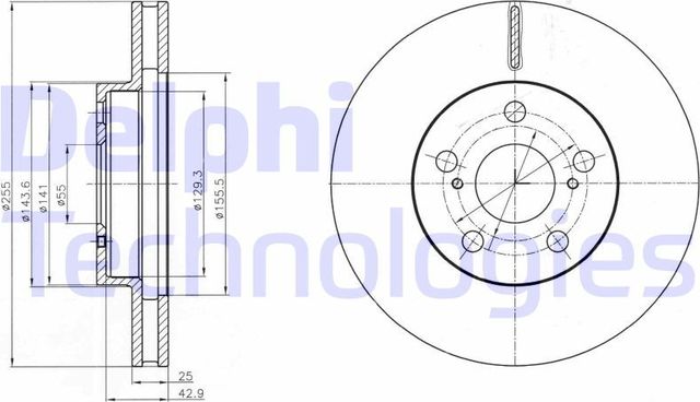 Тормозной диск Delphi передний для Lexus CT I 2011-2018. Артикул BG4290