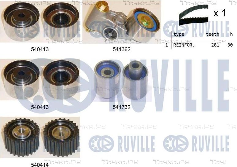 Ремень ГРМ с роликами (комплект) Ruville для Subaru Legacy V 2009-2014. Артикул 550464