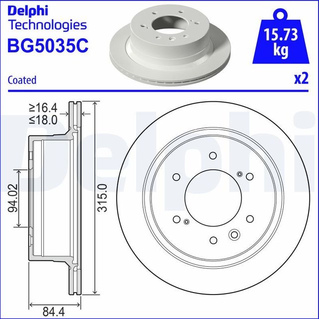 Тормозной диск Delphi. Артикул BG5035C