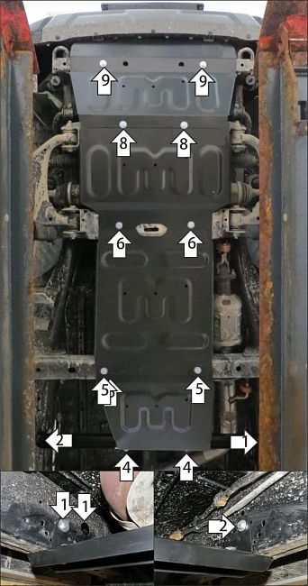 Защита АвтоСтандарт для радиатора, картера двигателя, КПП, раздаточной коробки Changan Hunter Plus 2023-2026. Артикул 57209