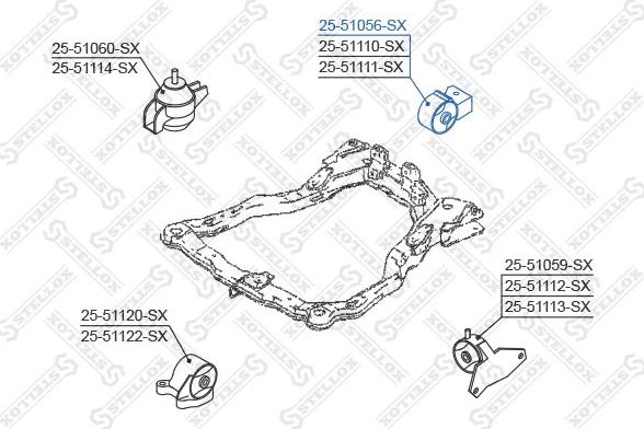 Подушка (опора) двигателя Stellox задняя для Hyundai Coupe II (GK) 2001-2009. Артикул 25-51056-SX