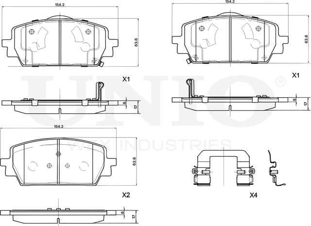 Колодки тормозные дисковые, комплект (Unio). Артикул BRP-20044