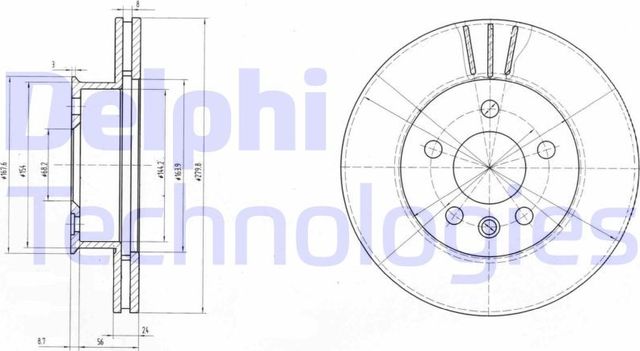 Тормозной диск Delphi передний для Volkswagen Transporter T4 1990-1998. Артикул BG2717