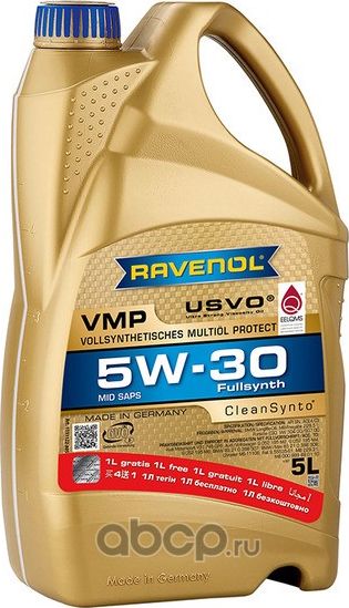 Масло моторное VMP 5W-30 5л (синтетика+ПАО) АКЦИЯ 4+1 (Ravenol). Артикул 1111122A05