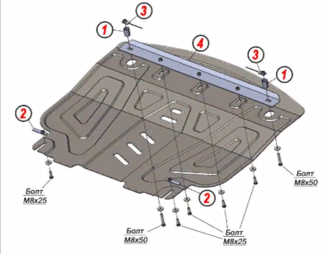 Защита Alfeco для картера и КПП Toyota Corolla Fielder (E160) 2012-2026. Артикул ALF.24.126