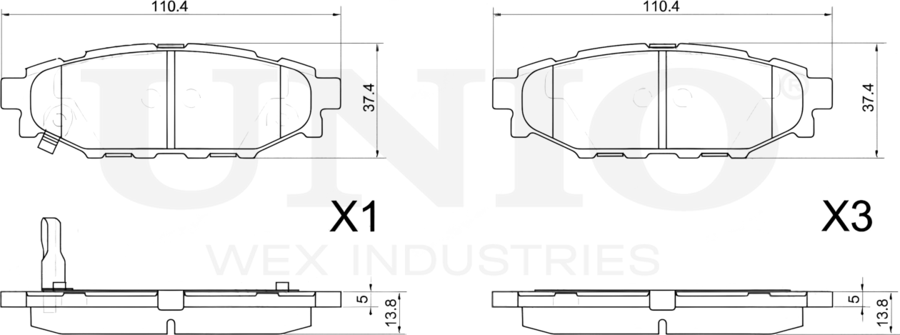 Колодки тормозные дисковые, комплект (Unio). Артикул BRP-20375