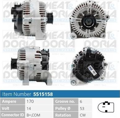 Генератор Meat & Doria для BMW X6 I (E71) 2008-2014. Артикул 5515158