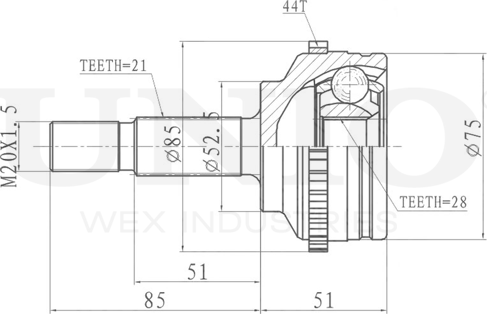 ШРУС наружный (Unio). Артикул CVJ-20055