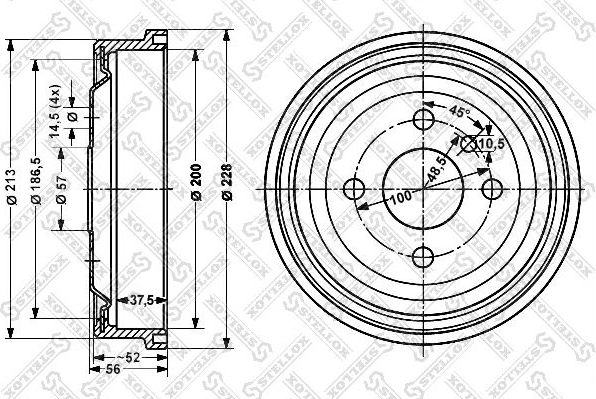 Тормозной барабан Stellox. Артикул 6025-3605-SX
