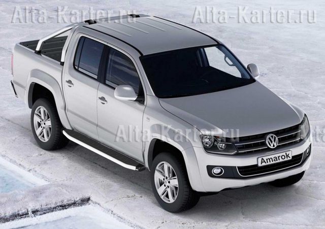 Пороги алюминиевые Baltex серия Fullmoon для Volkswagen Amarok 2010-2015. Артикул 2486.90.01-97DYK183